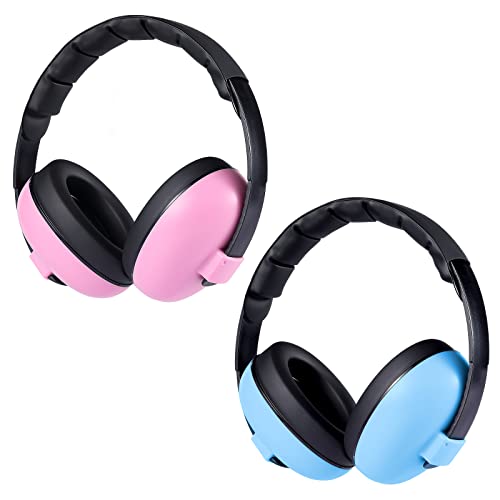 Image of Rngeo 2 Packs Baby Noise Canceling Headphones, Baby Ear Protection Earmuffs Infant Hearing Protection Ear Muffs for Babies, Infants, Toddlers and Newborns Age 0-2+ Years (Blue & Pink)