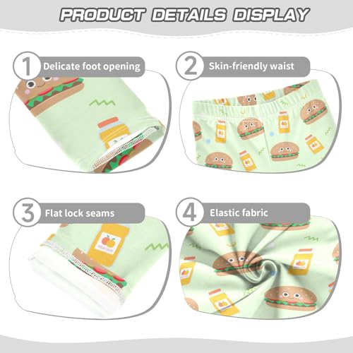 Hamburger Juice Girls Leggings,Workout Leggings for Girls Toddler Athletic Leggings Size for 3-10T3