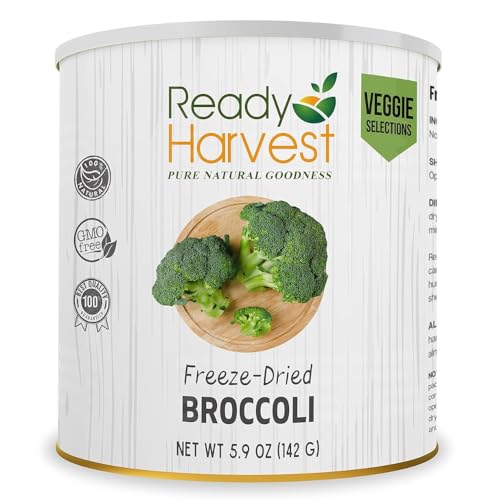 Ready Harvest Freeze Dried Food - Broccoli Florets | Emergency Food | Long-Term Storage | #10 Can | 25-Year Shelf Life | Cans Filled to the Top