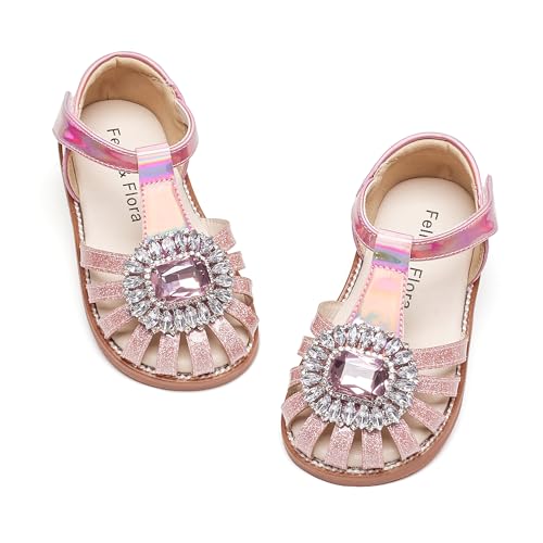 Image of Felix & Flora Toddler Girls Sandals Soft Rubber Princess Flat Shoes Flower Girl Shoes
