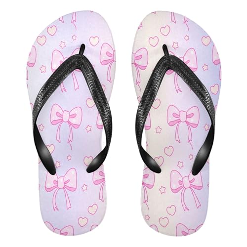 Nander Cute Pink Bow Tie Sandal Flip Flops of Men's & Women's,Beach Slippers Flip Flops Shower Shoes