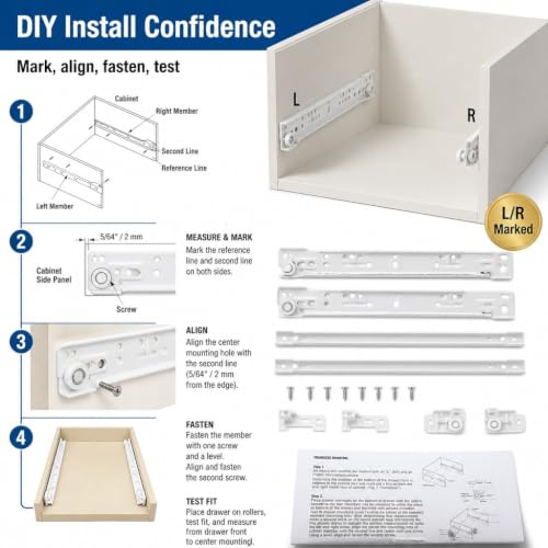 Prime-Line R 7210 Drawer Slide Kit, 15-3/4 In., White, 1 Pair by PRIME-LINE - Used condition - Image 4