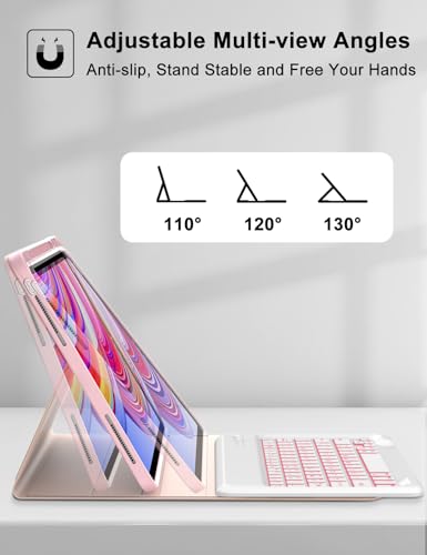 Image of Keyboard Case for Redmi Pad Pro / Xiaomi Poco Pad 12.1 Inch Case with Backlit Keypad, Detachable Wireless Key Board Cover with Pen Holder for Xiaomi Redmi Pro 12.1 inch 2024, 7-Color Backlight, Pink