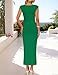 ZESICA Women's 2025 Summer Mock Neck Casual Bodycon Dress Cap Sleeve Elegant Cocktail Party Long Midi Dresses,Green,Small