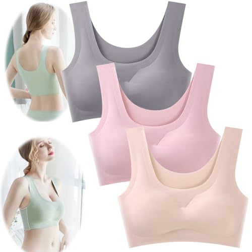 3pcs Belovejewe Bra,Japanese Style Seamless Bra,No Wire Push up Bra，Women's Full Cup Yoga Tank Bra