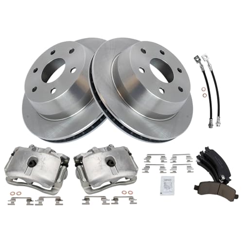 Image of TRQ Brake Pad & Rotor Kit Ceramic Compatible with 2004-2006 Cadillac Escalade 2002-2006 Chevrolet Avalanche 1500 Suburban 1500 Tahoe GMC Yukon 2003-2006 Yukon XL 1500