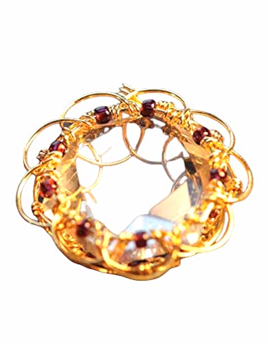 Golden Wire Wrapped Mandala Six Pointed Quartz Crystal Pendant