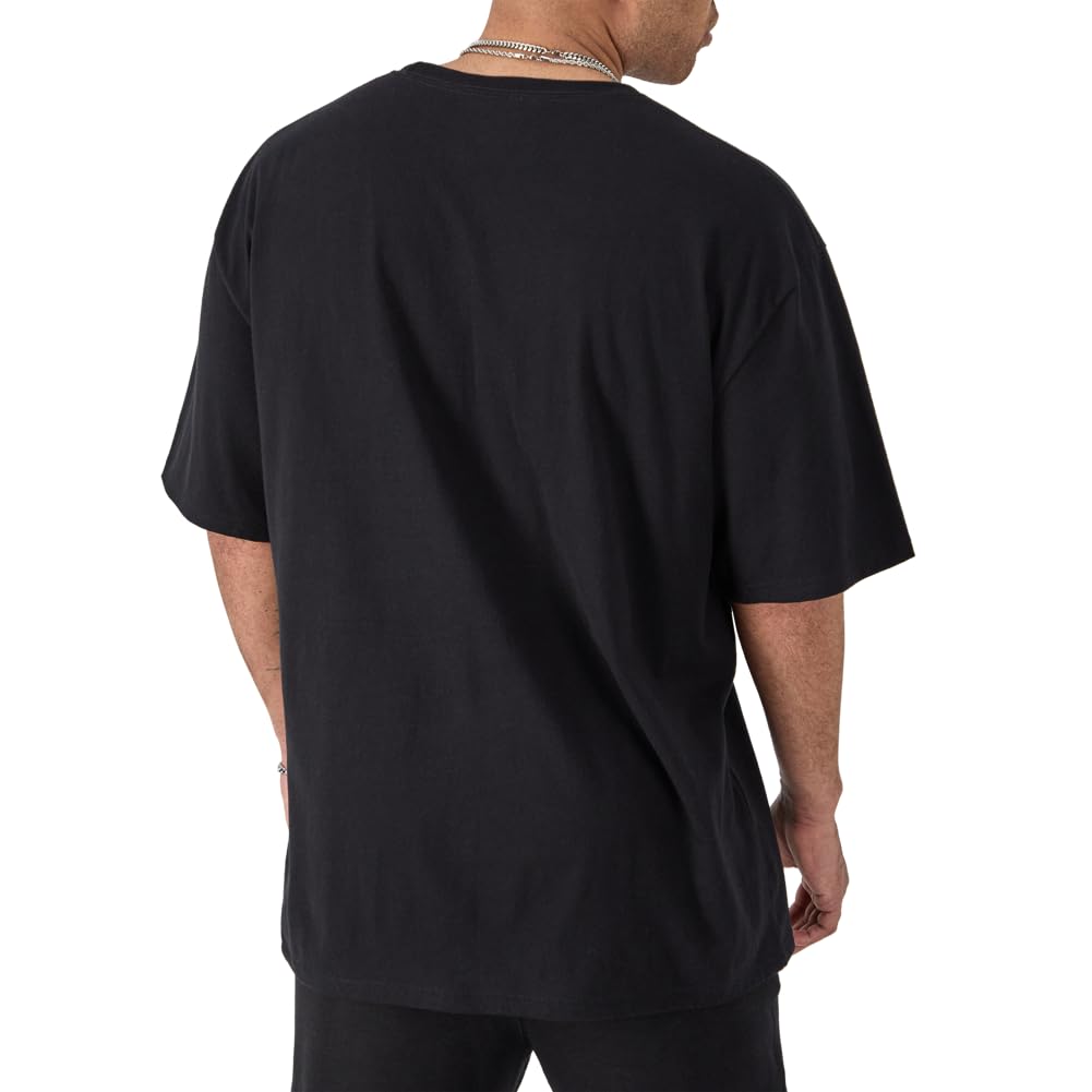 Champion Koszulka męska, klasyczna bawełniana koszulka z kieszonką, miękka (duża i wysoka), Czarny, 3XL