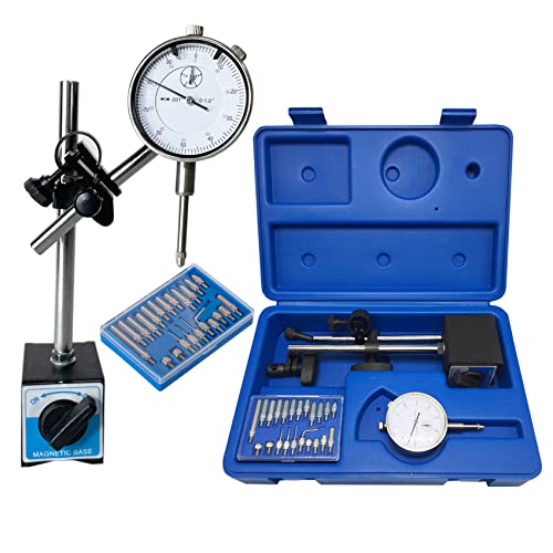 Professional 0-1.0" Dial Indicator With Magnetic Base Holder & Point Precision Inspection Set Tester Gage Gauge Fine Adjustable Long Arm 0.001" Precision #TOP25