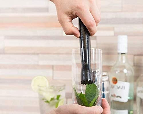 (Pack of 6) Poly Black Bar Muddler for Cocktails Triangular Head Professional Drink Muddler Bartender Tools