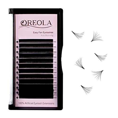 Oreola Self Fanning Lashes 0.07D 8-15mm Auto Blooming Simple Fan Lashes 1 Second Fast Fan Volume Eyelash Extensions Silk Eyelashes Training Lashes for DIY