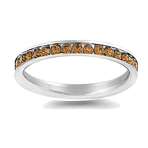 DoubleAccent 3MM Stainless Steel Dark Champagne CZ Eternity Band (Size 5 to 10)