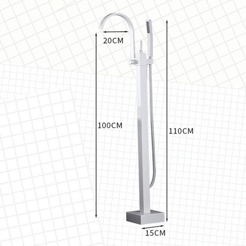 Robinet de baignoire avec douche mitigeur sur pied laiton blanc 360