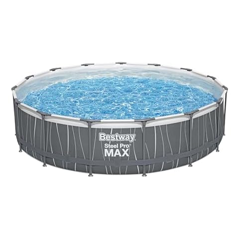 Bestway Steel Pro MAX Above Ground Swimming Pool (15' x 42") | Round Outdoor Backyard Family Pool with Color-Changing Pool Liner | Features 7-Color LED Lights Cover