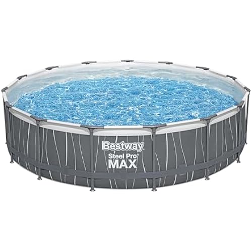 Bestway Steel Pro MAX Above Ground Swimming Pool (15' x 42") | Round Outdoor Backyard Family Pool with Color-Changing Pool Liner | Features 7-Color LED Lights