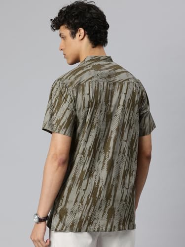 Image of Majestic Man Men Slim Fit Ethnic Motifs Cotton Printed Half Sleeve Short Kurta