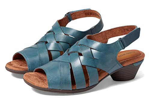 Cobb Hill Laurel Sandales tissées pour femme, Cuir bleu sarcelle., 41 EU
