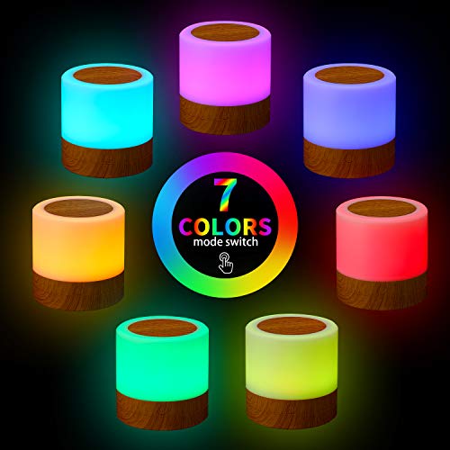 Image of Nursery Night Light for Baby, USB Rechargeable Small Desk Lamp,13 RGB Colors & 4 Brightness & 1 Remote, Touch Bedside Cordless Table Lamp, Portable Night Lamp for Bedroom Living Room Home Decor-‎Brown