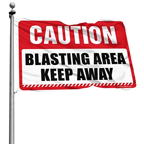 Drapeau Caution Blasting Area pour habiller un grand mur vide de salle de jeux