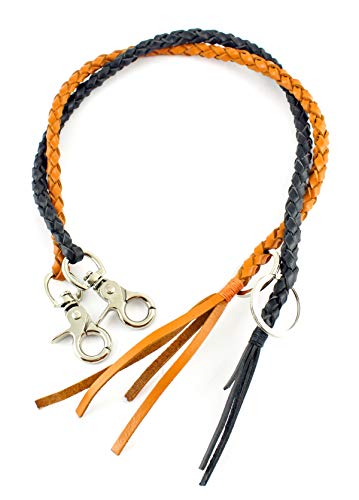 Preisvergleich Produktbild Brieftaschenkette Karabiner Kellnerkette Hosenkette Sicherheitskette Leder 50cm Leather Key Wallet Chain (schwarz)