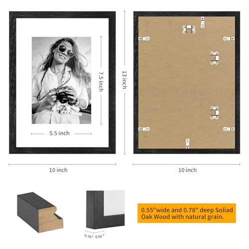 puthiac 9x12 Oak Wood Picture Frams - Minimalist 9x12 Oak Wood Frames, 9"x12" Picture Frame Wood, Natural Solid Wooden Picture Frames for Wall Art Photo and Prints(3 Pack, Black)