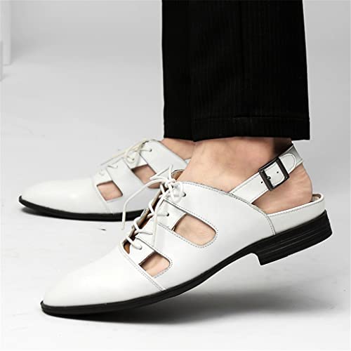 Fashion Men Sandals Genuine Leather Sandals for Men Business Dress Sandals Handmade Leather Shoes Men Sandalias(OneColor,42 Code)2