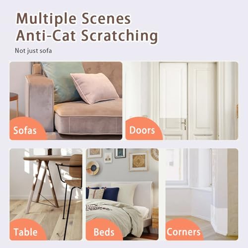 Transparent Cat Scratch Furniture Protector, Anti-Scratch Adhesive Tape for Couch, Sofa, Table & Bed - Free Cutting Cat Couch Protector, Durable Shield Against Pet Damage