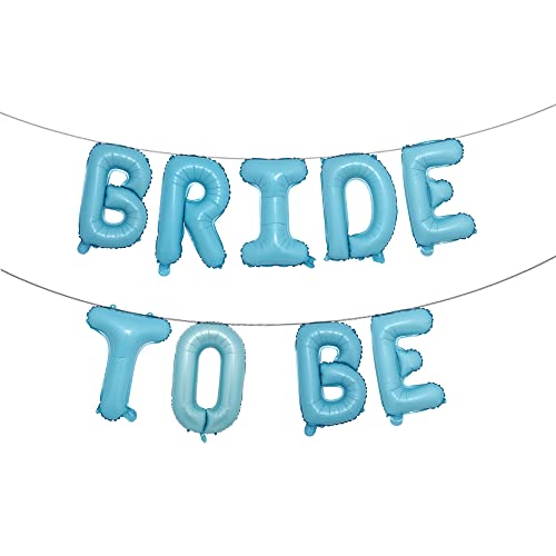 Bride to Be Banner Letters Balloons Pack Engagement Party Decorations 16 Inches of Foil Mylar Supplies Kit for Bachelorette Celebration or Bridal Shower (BRIDE TO BE Light Blue)