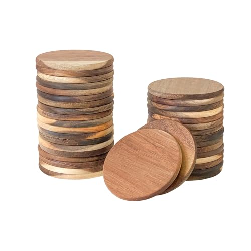 36 Pack Acacia Wood Drink Coasters, 3.68 Inch Round Wooden Acacia Wood Cup Coasters by Cregugua - Used condition - US$24.51