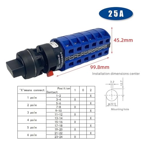 Sélecteur rotatif à cames LW26-25/6S 25A commande pour atelier et usine