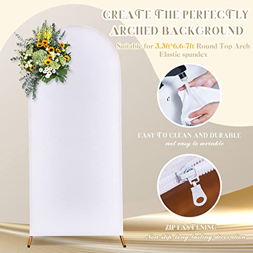 Irenare Arch Backdrop Cover Spandex Fit Round Top Backdrop Arch Stand Backdrop Fabric Wedding Arch Cover For Birthday Party Banquet Decoration (Frame Not Included) (White, 3.3 X 6.6 Ft) #TOP1