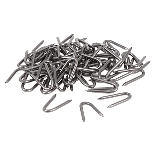 TOYANDONA 140pièces Lot de Clous u pour Fixation De Clôtures Piquets De Jardin Résistants Et Agrafes De Grillage pour Fixer Filets Tentes Et Bâches
