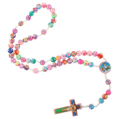 SOIMISS Collar Ligero y Cómodo Cruz de Arcilla Polimérica y Madera Joyería Delicada y Moderna para Verano y Acción de Gracias para Mamá y Hermana