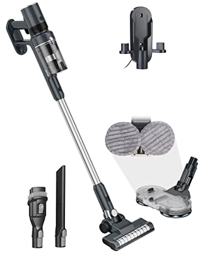 Sichler Haushaltsgeräte Accu Staubsauger: 2in1-Akku-Zyklon-Hand- und Boden-Staubsauger mit Wischaufsatz, 27 kPa (Vacuum Cleaner, Stabsauger, Senioren)