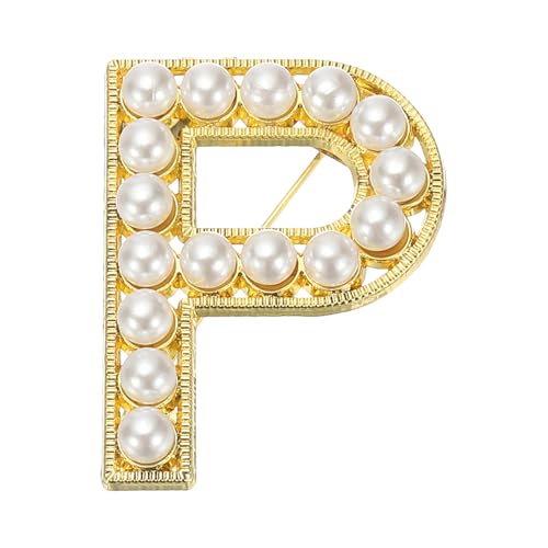 Image of PATIKIL Letter Brooch Pins, Pearl Initial Alphabet Letter Lapel Badges Pin for Women Men Girl Wife Suits