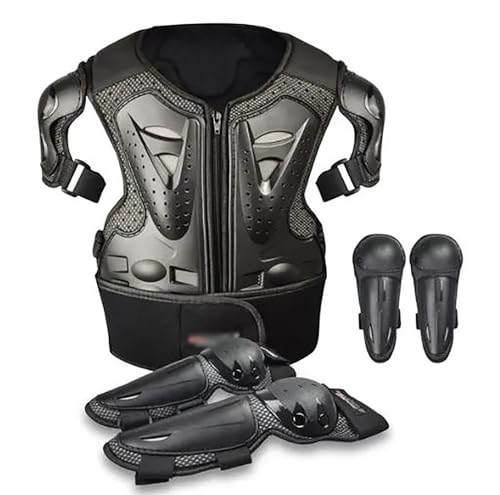 Giubbotto antiproiettile per moto per 5-13 anni Giubbotto antiproiettile per motocross per bambini Motocross per bambini Equipaggiamento protettivo per il torace con gomitiere Protezioni Black