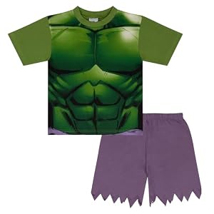 Marvel Hulk Novelty, 100% Baumwolle Kurzarm Schlafanzüge, Avengers, 5-6 Jahre: 116cm, Grün