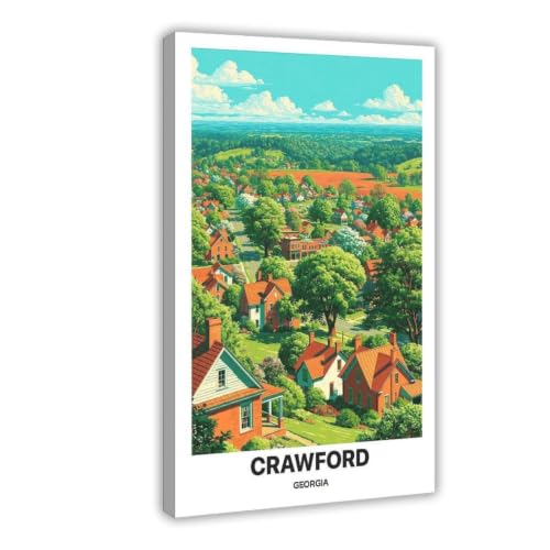 Crawford Georgia Small Town Red Brick Hills Country View Canvas Art Poster