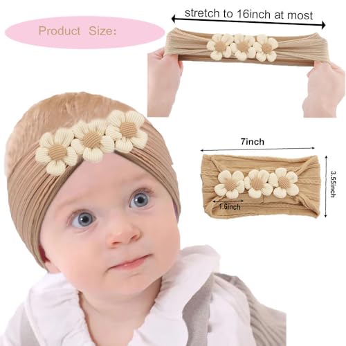 8PCS Baby Flower Headbands Girls Nylon Floral Turban Soft Elastic Hairbands Hair Accessories for Newborn Infant Toddler Kids Gifts Photo Props(Mixed, Set B)4