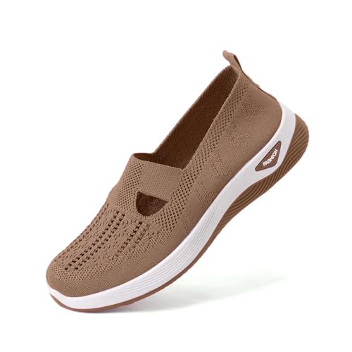 Zapatillas Ortopedicas Mujer Zapatos para Caminar Ortopedicos con Malla Calzado Verano Casual Zapatillas Ligero y Transpirable Zapatos Cómodas para Senderismo (Black, 36)