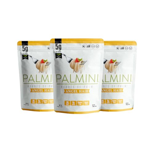 PALMINI Angel Hair – Spahetti – Palmito – Bajo en calorías – Bajo en carbohidratos – Keto - Vegano – Libre de OGM – Libre de Gluten – Sin azúcar – 338g | (Pack de 3 unidades)