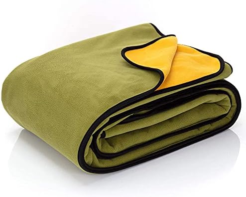 Waterproof Blanket Cover 80”x90” for Adults, Dogs, Cats or Any Pets - 100% Waterproof Furniture or Mattress Protector – Large Size for Twin, Queen, King Beds - Great GlFT (Green Khaki/Mustard Ochre)