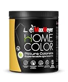 MAXMEYER Home Color Idropittura colorata per interni, Pittura Murale Superlavabile e Igienizzante, Finitura Opaca, Colore Curcuma 0,75 Litri