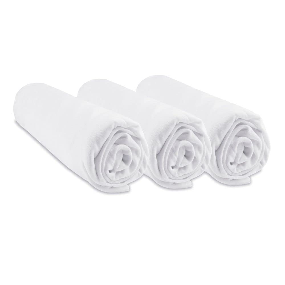 Set di 3 lenzuola con angoli in bambù per lettino, 60 x 120 cm, colore: bianco