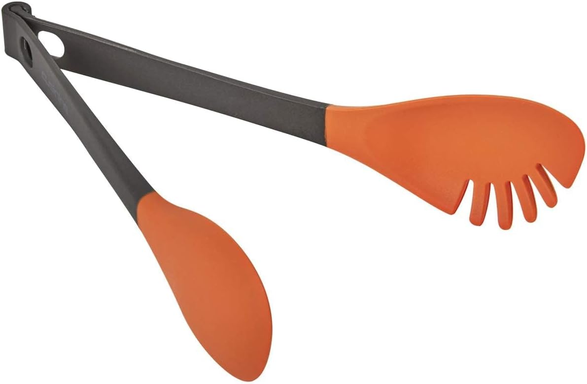 2-in-1 Silicone Food Tongs for Cooking and Serving Pasta, Salad, Meat, and Vegetables, Fork and Spoon Spatula Grips, Heat Resistant, Non-Stick