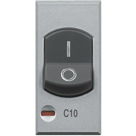Bticino Hc4301/10 Axolute Interruttore Automatico Bipolare Con Un Polo Protetto 10A 230 V, Potere Interruzione 3000A 230 Vac, Argento