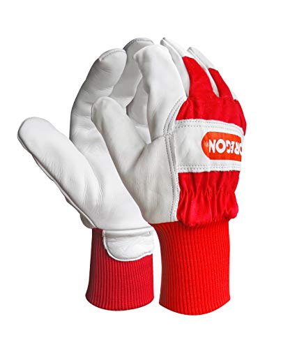 OREGON - Gants de Travail en Cuir & Tissu Extensible, Poignets Élastiques, Gants de Jardinage & Bricolage, Anti-Froid / Vent / Humidité - Taille Unique