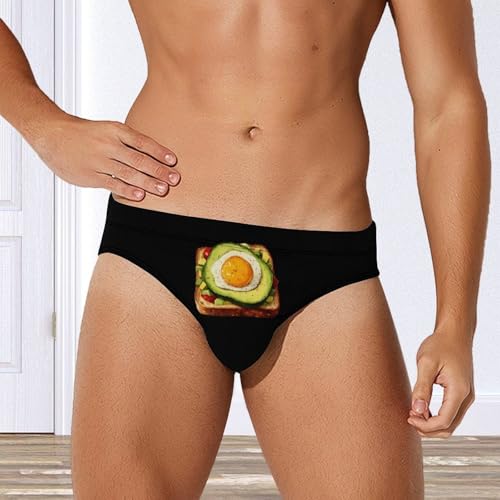 Avocado Toast Printed Swim Briefs for Men Sexy Bikini Swimwear Elastic Beach Trunks Bathing Suit2