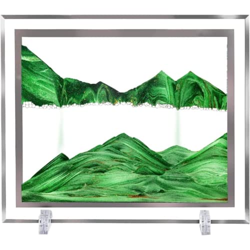 Image of NYRWANA Sand Art, Moving Sand Art,Sand Art Decor Picture Glass Liquid Wall Painting, 3d Deep Sea Sandscape Natural Landscape in Motion Display with Flowing Sand Frame for Home Decor, Diwali Gift Item, (12 inch, Green)
