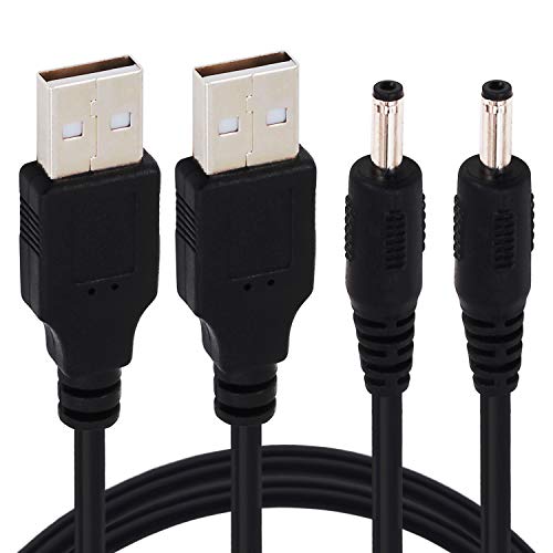 Image of [2 Pack 3FT USB to DC 3.5mm x 1.35mm Barrel Jack Adapter Connector 5V DC Power Charger Cable Charging Cord (USB to DC 3.5 x 1.35mm)
